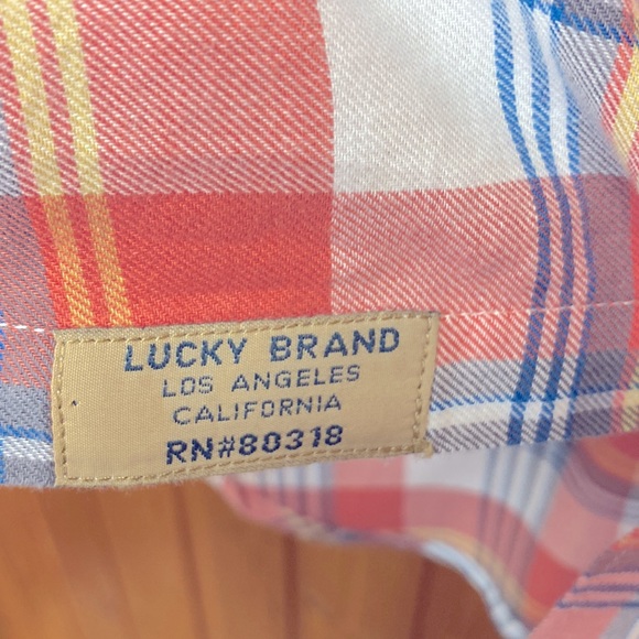 Lucky Brand 100% Cotton Plaid California Fit Long Sleeve Button Down Shirt XL ! - Picture 4 of 8